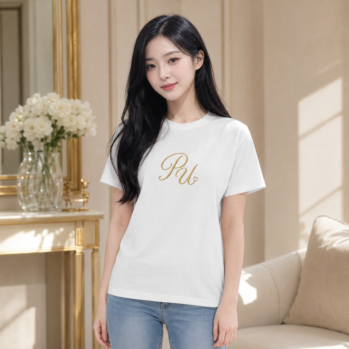 PU Signature Script Tee — White