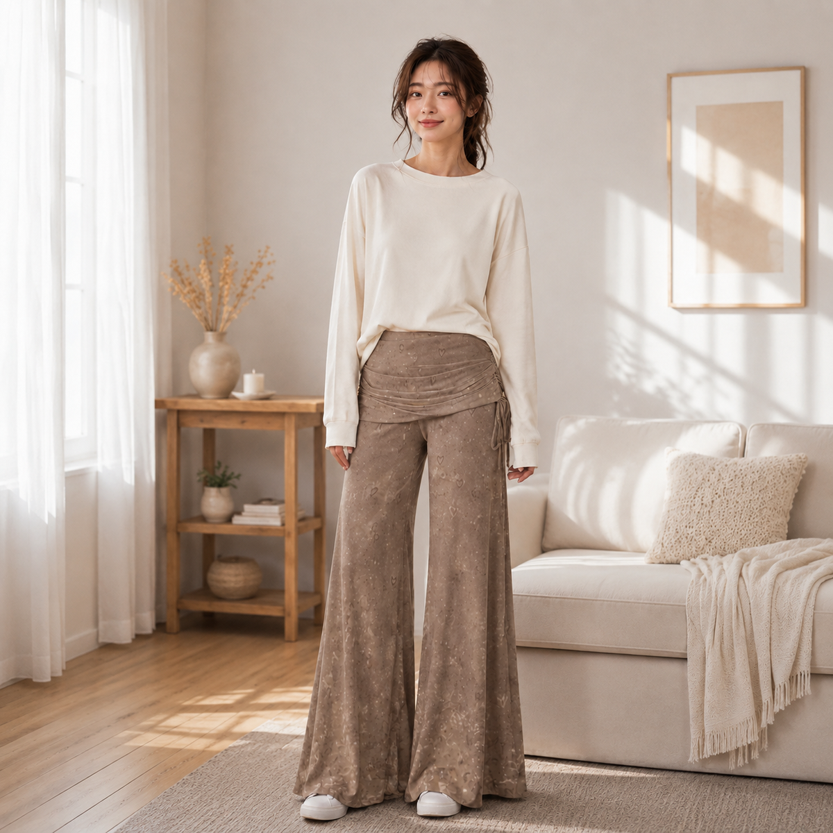PU Whispering Hearts High-Waist Wide-Leg Pants