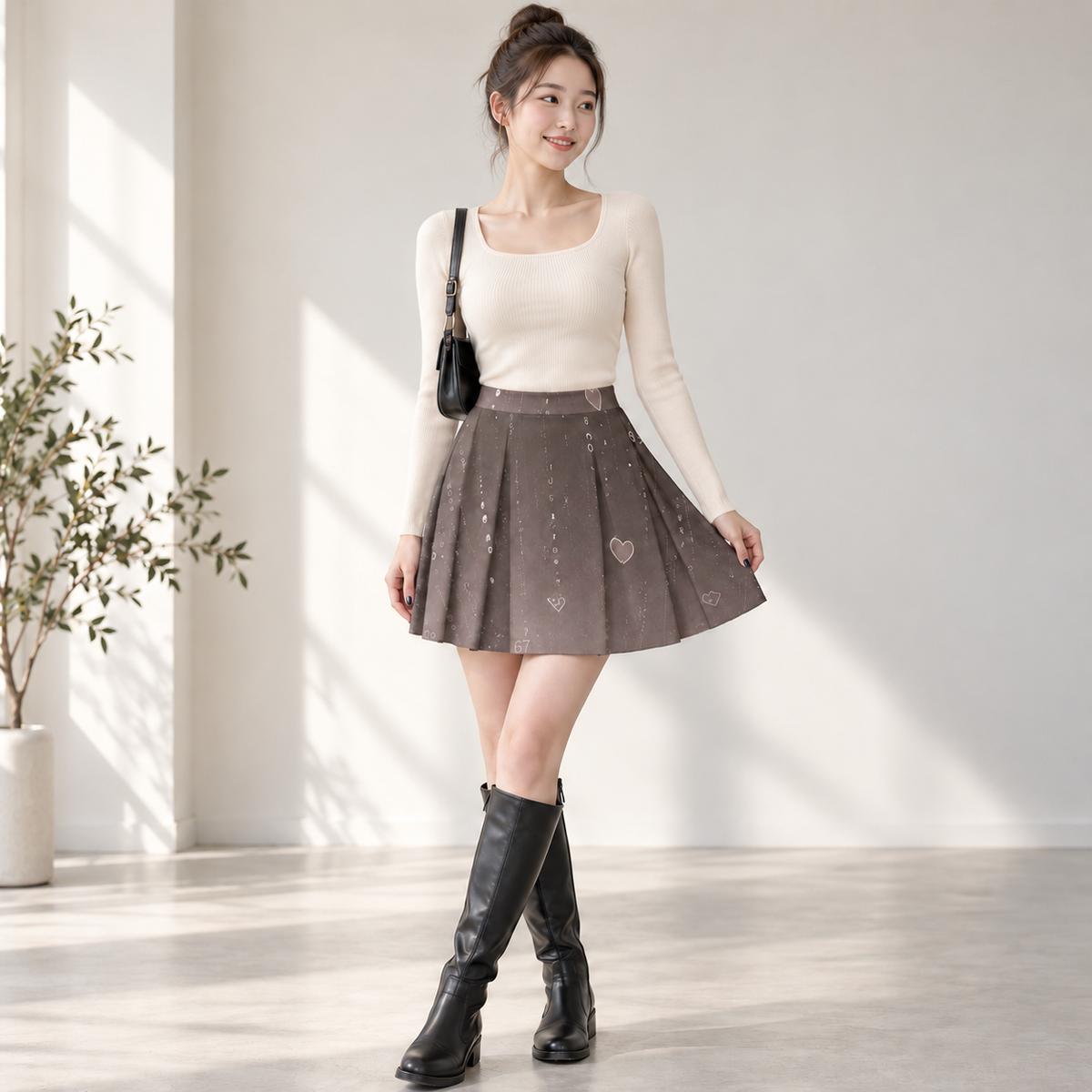 PU Quiet Signal A-Line Mini Skirt